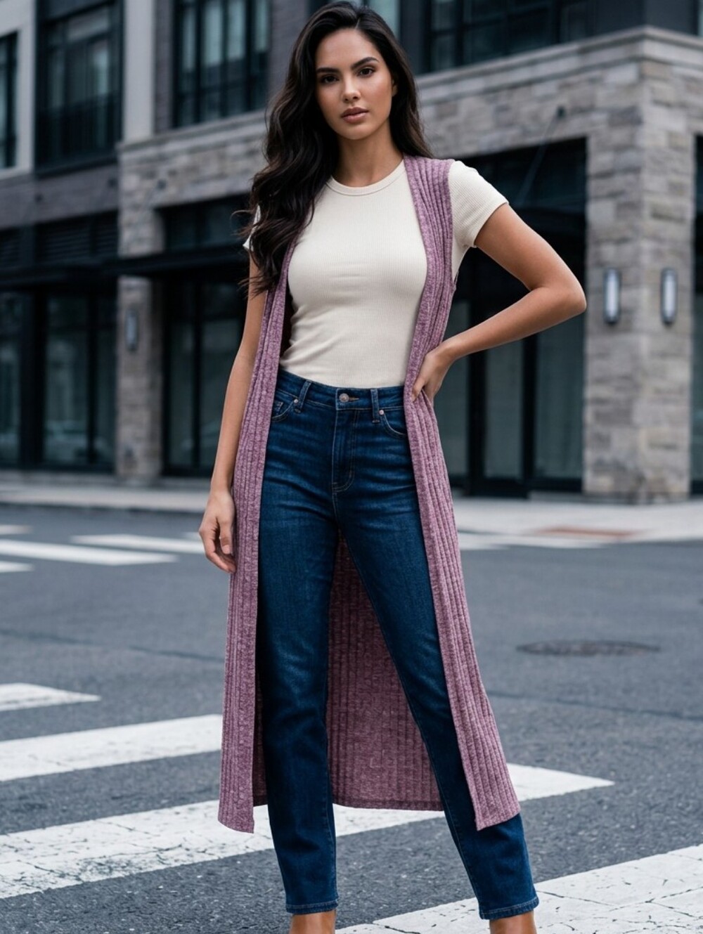 LuLaRoe Joy Mauve Cardigan Sweater Vest Soft Sleeveless Open Front Long Duster S